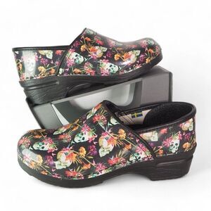 BJORK Professional Moa Skull Print Leather Clogs Multicolor Women's 7-7.5/38